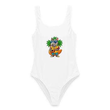 Funny Tapir Cartoon Summer Beach Sunglasses Guitar - Women's Swimsuit - white - Front - AI Model Female 172 dark (172cm)