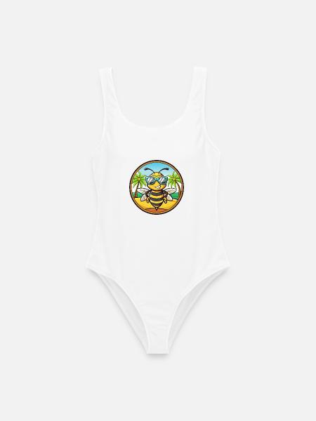 Biene Lustige Cartoon Sommer Strand Sonnenbrille Aufkleber - Frauen Badeanzug - Weiß