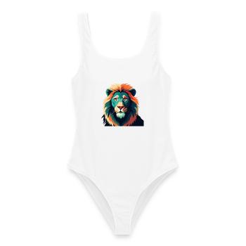 Lion Dessin Animé Personnage Animal De Compagnie Coloré - Maillot de bain femme - blanc - Devant - AI Model Female 172 dark (172cm)