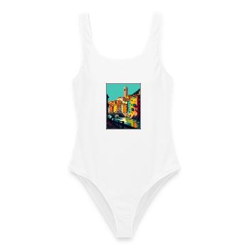 Girona Spanien Vintage Reiseposter WPA Souvenir - Frauen Badeanzug - Weiß - Vorne - AI Model Female 172 dark (172cm)