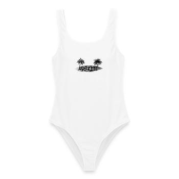 Auszeit Surfbrett - Frauen Badeanzug - Weiß - Vorne - AI Model Female 172 dark (172cm)