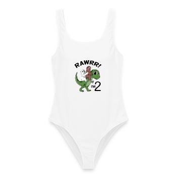 Je suis 2 anniversaire de dinosaures - Maillot de bain femme - blanc - Devant - AI Model Female 172 dark (172cm)