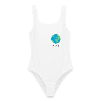 Save Me - Planet Erde - Frauen Badeanzug - Weiß - Vorne - AI Model Female 172 dark (172cm)