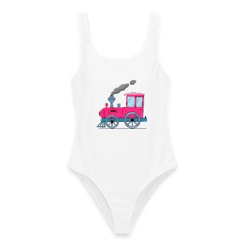 Kinderzug Eisenbahn pink - Frauen Badeanzug - Weiß - Vorne - AI Model Female 172 dark (172cm)