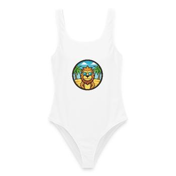 Lion Funny Cartoon Lunettes de soleil de plage d’été Sticker - Maillot de bain femme - blanc - Devant - AI Model Female 172 dark (172cm)