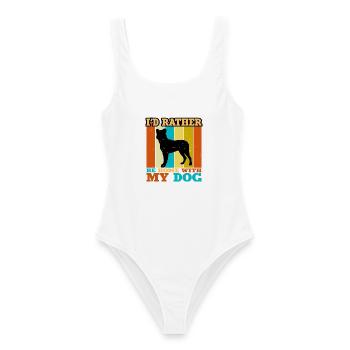Cao Fila De Seo Miguel Hund Silhouette Retro Sonnenuntergang - Frauen Badeanzug - Weiß - Vorne - AI Model Female 172 dark (172cm)