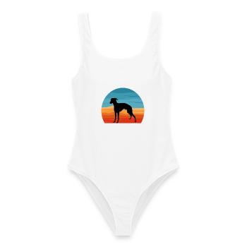 Italienischer Windhund Hund Liebe Silhouette Retro Sonnenuntergang - Frauen Badeanzug - Weiß - Vorne - AI Model Female 172 dark (172cm)