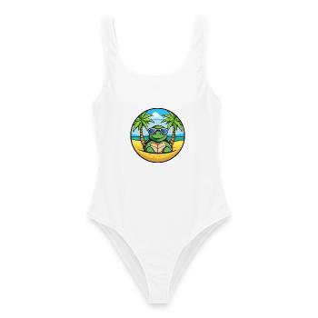 Schildkröte Lustige Cartoon Sommer Strand Sonnenbrille Cool - Frauen Badeanzug - Weiß - Vorne - AI Model Female 172 dark (172cm)