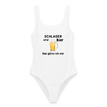 Schlager und Bier - Das gönn ich mir - Frauen Badeanzug - Weiß - Vorne - AI Model Female 172 dark (172cm)