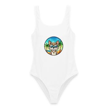 Lunettes de soleil brésiliennes à poil court de race de chat de dessin animé - Maillot de bain femme - blanc - Devant - AI Model Female 172 dark (172cm)