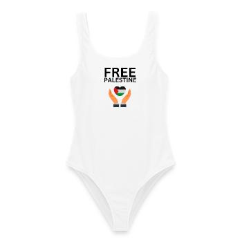 Free Palestine - Frauen Badeanzug - Weiß - Vorne - AI Model Female 172 dark (172cm)