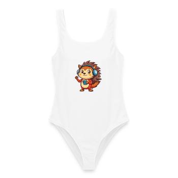hérisson drôle de personnage de dessin animé musique de casque - Maillot de bain femme - blanc - Devant - AI Model Female 172 dark (172cm)
