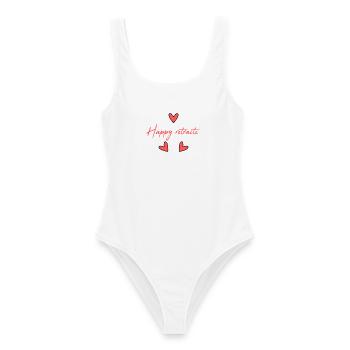 RETIREMENT. RETIREMENT. RETIRED. HAPPY RETIREMENT - Women's Swimsuit - white - Front - AI Model Female 172 dark (172cm)