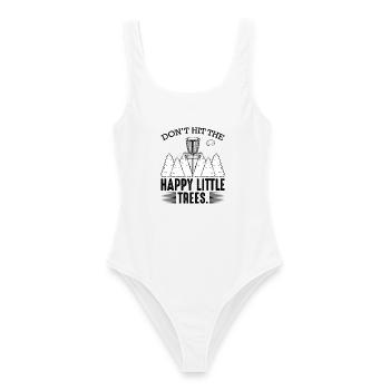 Don't Hit The Happy Little Trees Disc Golf Gift - Women's Swimsuit - white - Front - AI Model Female 172 dark (172cm)
