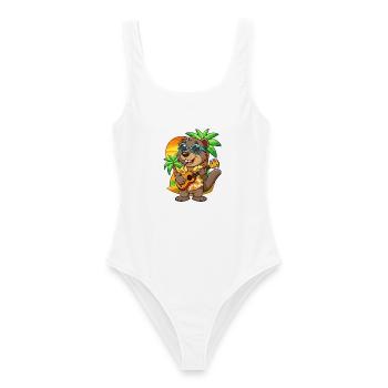 Lustige Biber Cartoon Sommer Strand Sonnenbrille - Frauen Badeanzug - Weiß - Vorne - AI Model Female 172 dark (172cm)