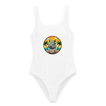 Tapir Funny Cartoon Summer Beach Sunglasses Cool - Women's Swimsuit - white - Front - AI Model Female 172 dark (172cm)