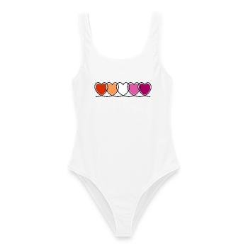 Cœurs lesbiennes lesbiennes - Maillot de bain femme - blanc - Devant - AI Model Female 172 dark (172cm)