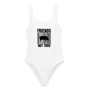 FRIENDS NOT FOOD VEGAN - Frauen Badeanzug - Weiß - Vorne - AI Model Female 172 dark (172cm)