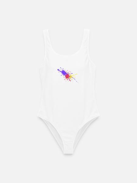 Taches de couleur colorées Cadeau élégant - Maillot de bain femme - blanc