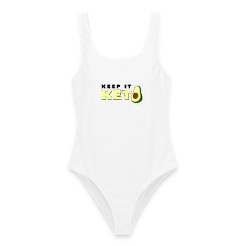 Gardez-le céto avocat disant cadeau régime cétogène - Maillot de bain femme - blanc - Devant - AI Model Female 172 dark (172cm)