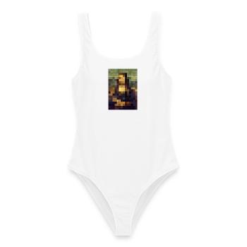 Kubische Mona Lisa - Frauen Badeanzug - Weiß - Vorne - AI Model Female 172 dark (172cm)