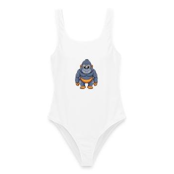 Gorilla Cute Mascot Cartoon Character Kawaii - Women's Swimsuit - white - Front - AI Model Female 172 dark (172cm)