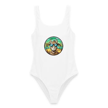 Ziege Lustige Cartoon Sommer Strand Sonnenbrille Aufkleber - Frauen Badeanzug - Weiß - Vorne - AI Model Female 172 dark (172cm)