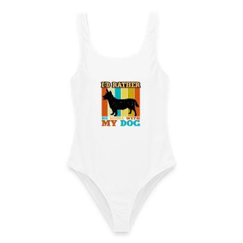 Lancashire Heeler Hund Liebe Silhouette Retro Sonnenuntergang - Frauen Badeanzug - Weiß - Vorne - AI Model Female 172 dark (172cm)