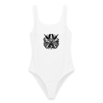Western Logo 2 - Frauen Badeanzug - Weiß - Vorne - AI Model Female 172 dark (172cm)