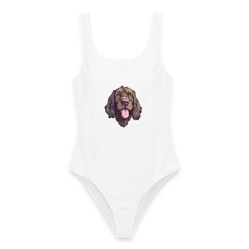 Pudelpointer Hunderasse Cartoon Kawaii Illustration - Frauen Badeanzug - Weiß - Vorne - AI Model Female 172 dark (172cm)