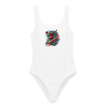 Basketball Logo - Frauen Badeanzug - Weiß - Vorne - AI Model Female 172 dark (172cm)