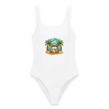 Faultier Lustige Cartoon Sommer Strand Sonnenbrille - Frauen Badeanzug - Weiß - Vorne - AI Model Female 172 dark (172cm)
