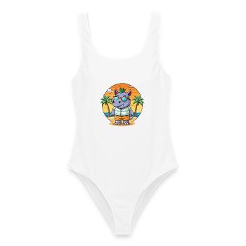 Lunettes de soleil de plage d’été Rhino Funny Cartoon - Maillot de bain femme - blanc - Devant - AI Model Female 172 dark (172cm)