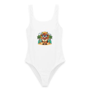 Bull Funny Cartoon Lunettes de soleil de plage d’été - Maillot de bain femme - blanc - Devant - AI Model Female 172 dark (172cm)