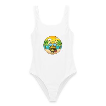 Abeille Funny Cartoon Lunettes de soleil de plage d’été - Maillot de bain femme - blanc - Devant - AI Model Female 172 dark (172cm)
