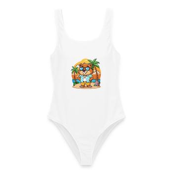 Beaver Funny Cartoon Lunettes de soleil de plage d’été - Maillot de bain femme - blanc - Devant - AI Model Female 172 dark (172cm)