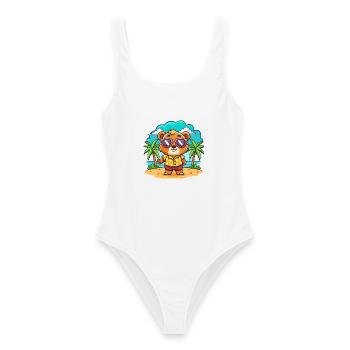 Bear Funny Cartoon Summer Beach Sunglasses - Women's Swimsuit - white - Front - AI Model Female 172 dark (172cm)