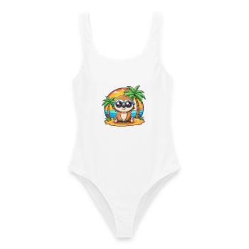 Faultier Lustige Cartoon Sommer Strand Sonnenbrille - Frauen Badeanzug - Weiß - Vorne - AI Model Female 172 dark (172cm)