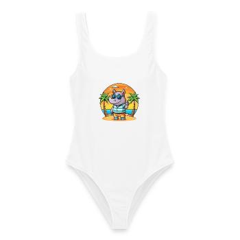 Lunettes de soleil de plage d’été Rhino Funny Cartoon - Maillot de bain femme - blanc - Devant - AI Model Female 172 dark (172cm)