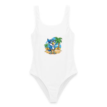 Blue Jay Funny Cartoon Summer Beach Sunglasses - Women's Swimsuit - white - Front - AI Model Female 172 dark (172cm)