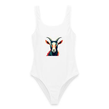 Chèvre Dessin Animé Personnage Animal Coloré Animal De Compagnie - Maillot de bain femme - blanc - Devant - AI Model Female 172 dark (172cm)