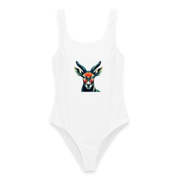 Antilope Zeichentrickfigur Buntes Haustier Tier - Frauen Badeanzug - Weiß - Vorne - AI Model Female 172 dark (172cm)