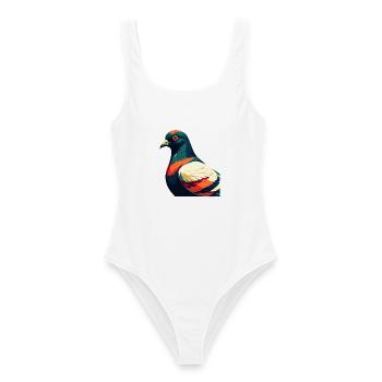 Pigeon Dessin animé Personnage Animal de compagnie coloré - Maillot de bain femme - blanc - Devant - AI Model Female 172 dark (172cm)