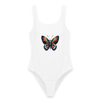 Schmetterling Cartoon Figur Buntes Haustier Tier - Frauen Badeanzug - Weiß - Vorne - AI Model Female 172 dark (172cm)