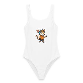 Okapi Funny Cartoon Character Musique de casque - Maillot de bain femme - blanc - Devant - AI Model Female 172 dark (172cm)