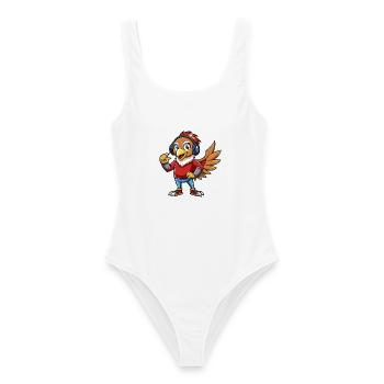 Hawk Funny Cartoon Character Headphone Music - Women's Swimsuit - white - Front - AI Model Female 172 dark (172cm)
