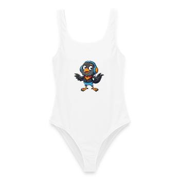 Crow Funny Cartoon Character Musique de casque - Maillot de bain femme - blanc - Devant - AI Model Female 172 dark (172cm)