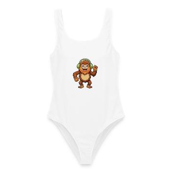 Big Foot Drôle Dessin Animé Personnage Casque Musique - Maillot de bain femme - blanc - Devant - AI Model Female 172 dark (172cm)