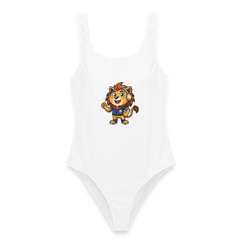 Lion Funny Cartoon Character Musique de casque - Maillot de bain femme - blanc - Devant - AI Model Female 172 dark (172cm)
