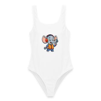 Éléphant Drôle Dessin Animé Personnage Casque Musique - Maillot de bain femme - blanc - Devant - AI Model Female 172 dark (172cm)